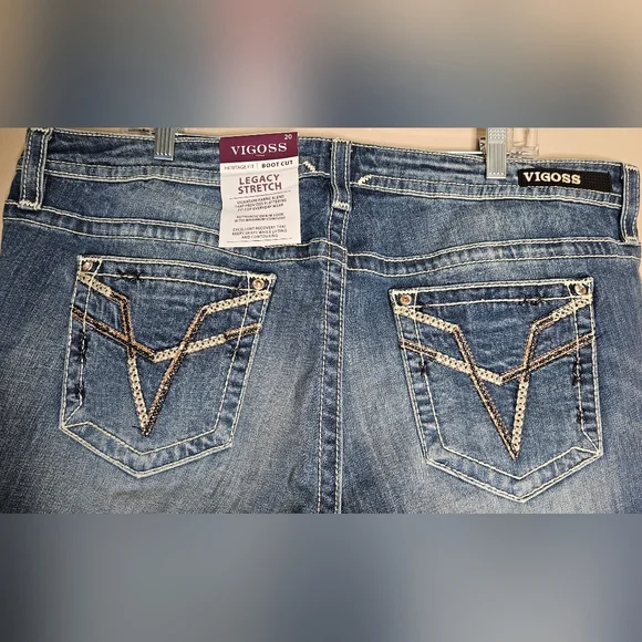 Vigoss Heritage Fit Dark Blue Bootcut Jeans - Picture 3 of 13